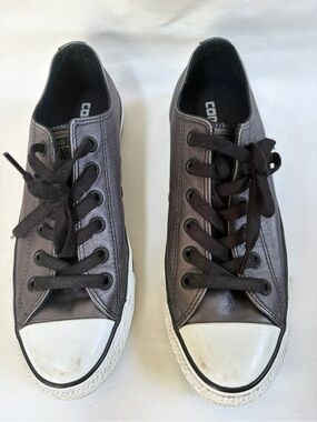 Converse All Star Leather Sneakers Size 8 39 Gray Metallic